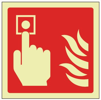 Fire Alarm Picto Sign - Photoluminescent 100mm x 100mm - HartsonFire