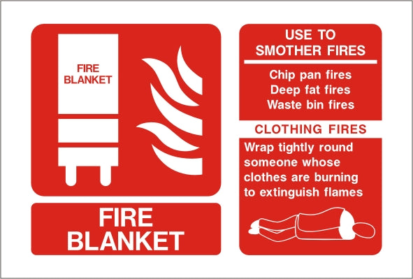 Fire Blanket ID Sign - Self Adhesive 150mm x 100mm - HartsonFire